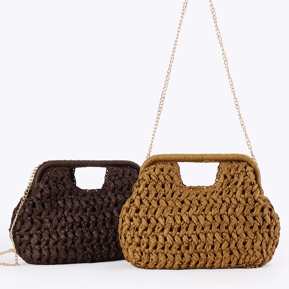 

Элегантная женская сумка-цепочка ручной вязки, соломенная сумка через плечо, модная пляжная сумка из рафии, новая универсальная летняя сумка