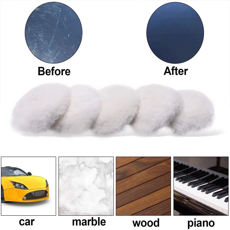 Car Wool Polishing Disc Car Waxing Polishing Buffing Tools 75mm/125mm/150mm Car Paint Care Polisher Pads Auto Beauty Accessories