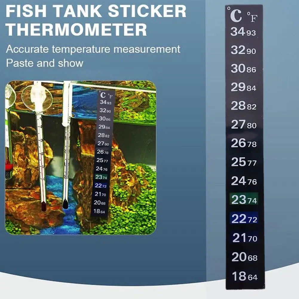 Stiker lengket akuarium Z1M0, Strip tangki ikan Stick-on discolor termometer perekat ganda alat skala suhu