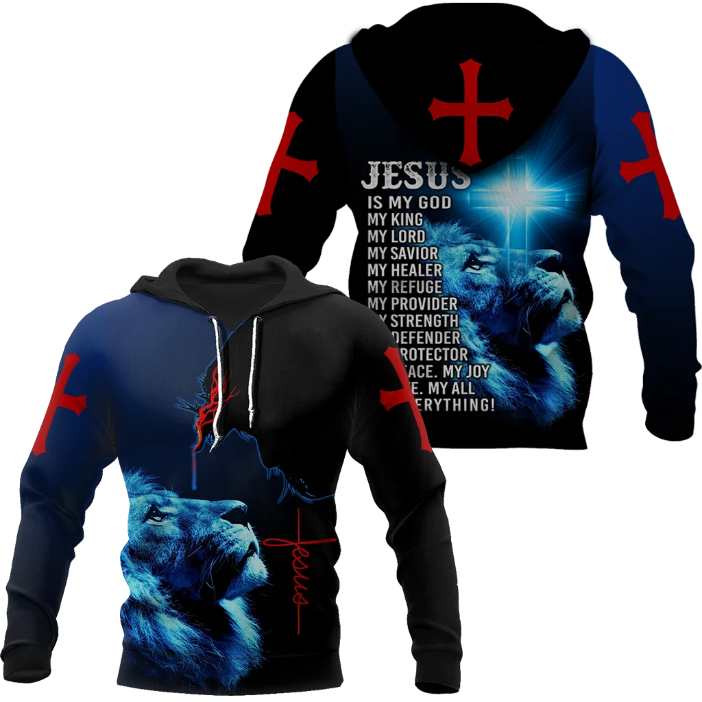 Men Hoodie Jesus Cross God Spring and Autumn New Casual Long Sleeve Pullover 3D Printed Fashion Streetwear High-quality Oversize