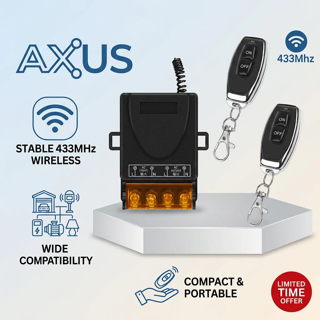 NEW 433Mhz Wireless Remote Control Switch AC 110V 220V Relay 1CH Receiver Controller and 2botton RF 433 Mhz Transmitter