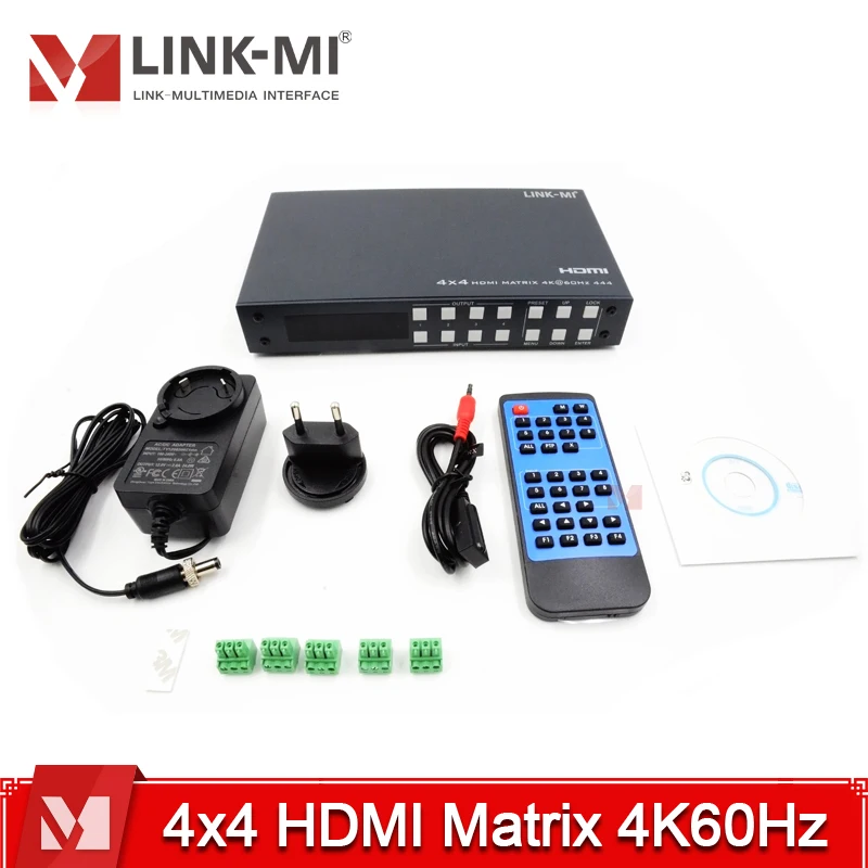 

4x4 HDMI Matrix Support Audio On/Off 4K@60Hz EDID HDR 18Gbps RS232 TCP/IP Web GUI Control Analog SPDIF Audio Extraction