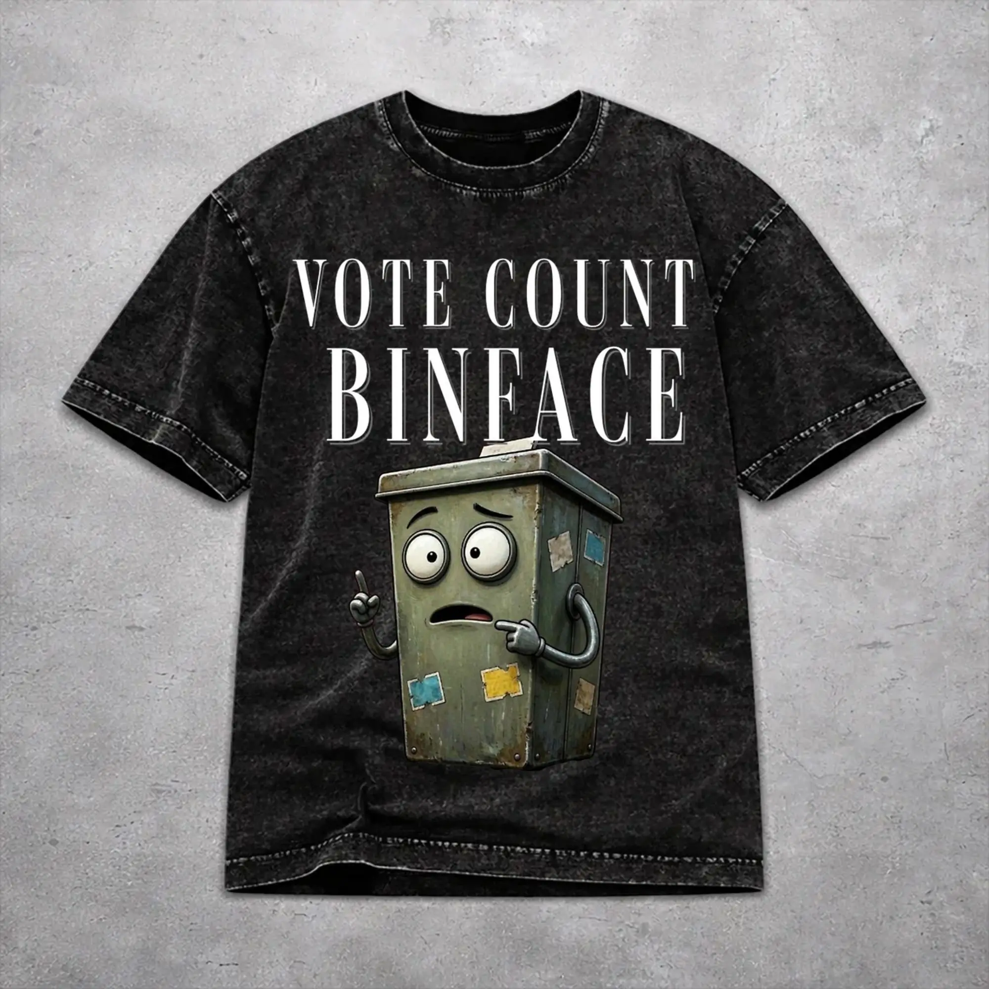 Vote Count Binface For Prime Minister  T Shirt Vintage Washed Style For Men Women Pure Cotton T-Shirts Tee Tops