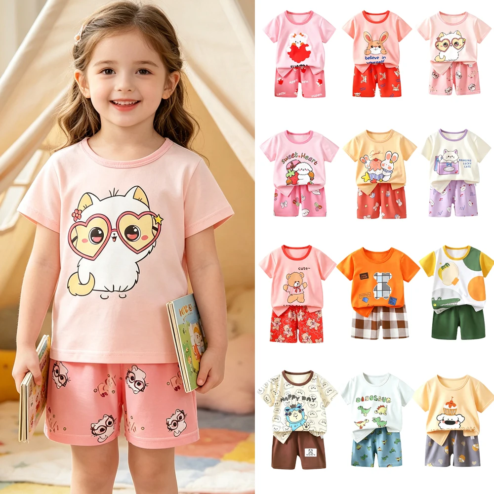 Girls Pajamas Sets Kids Toddler Baby 6 12 18 Months Summer Short Children Pyjamas Suit Girl Sleeping Clothes Set 2 3 4 5 6 Years