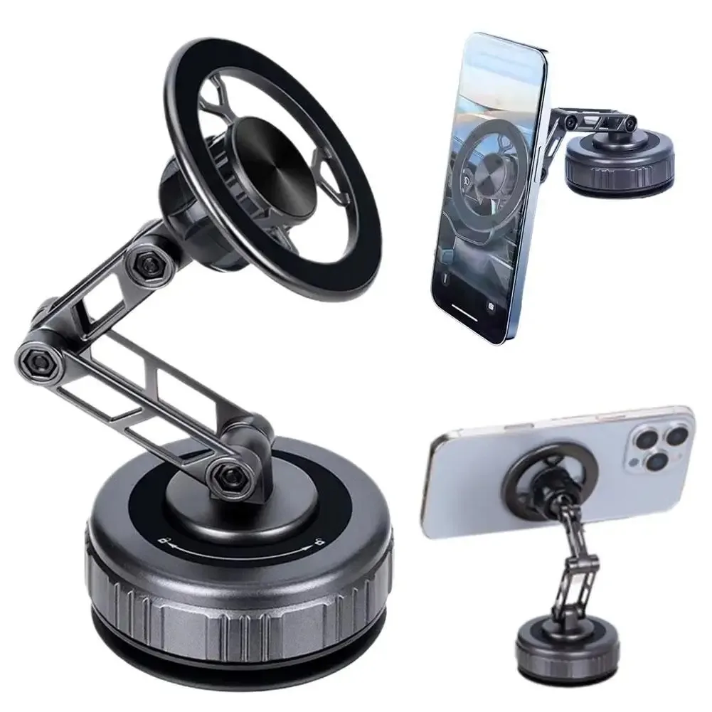

Car Phone Holder With Vacuum Magnetic Suction Cup Foldable Adjustable Arm Phone Stand 360° Rotatable Navigation GPS For Bathroom