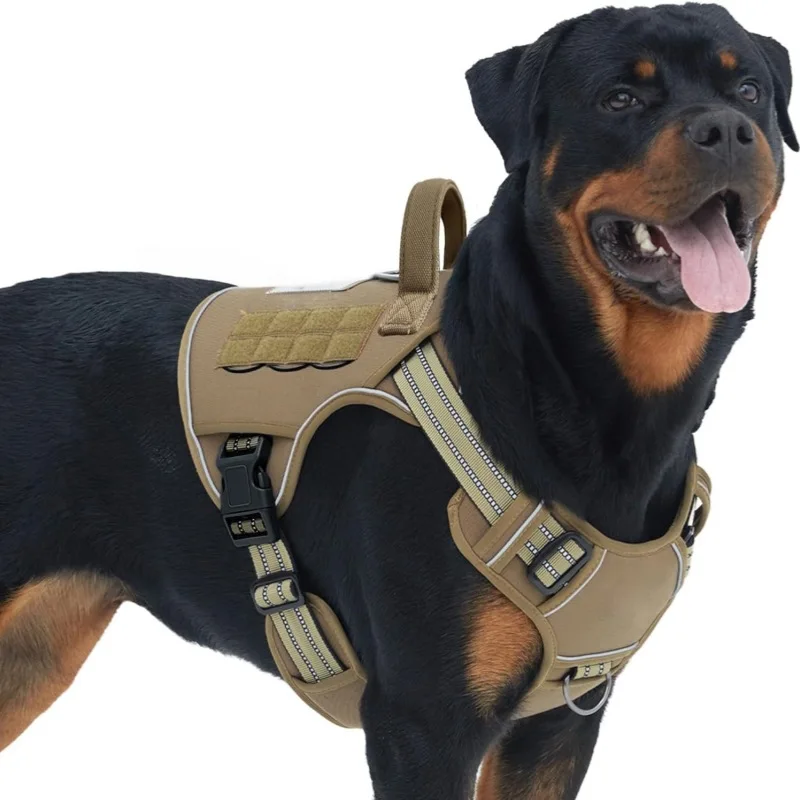 Tactical Dog Harness for Large Dogs No Pull Adjustable Pet Harness Reflective Working Training Easy Control