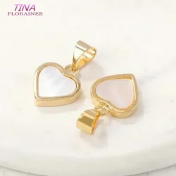 12x16MM 14K Gold Color Plated and Sheel Heart  Shape Connect Charms Pendants Jewelry Making Supplies Diy Accessories