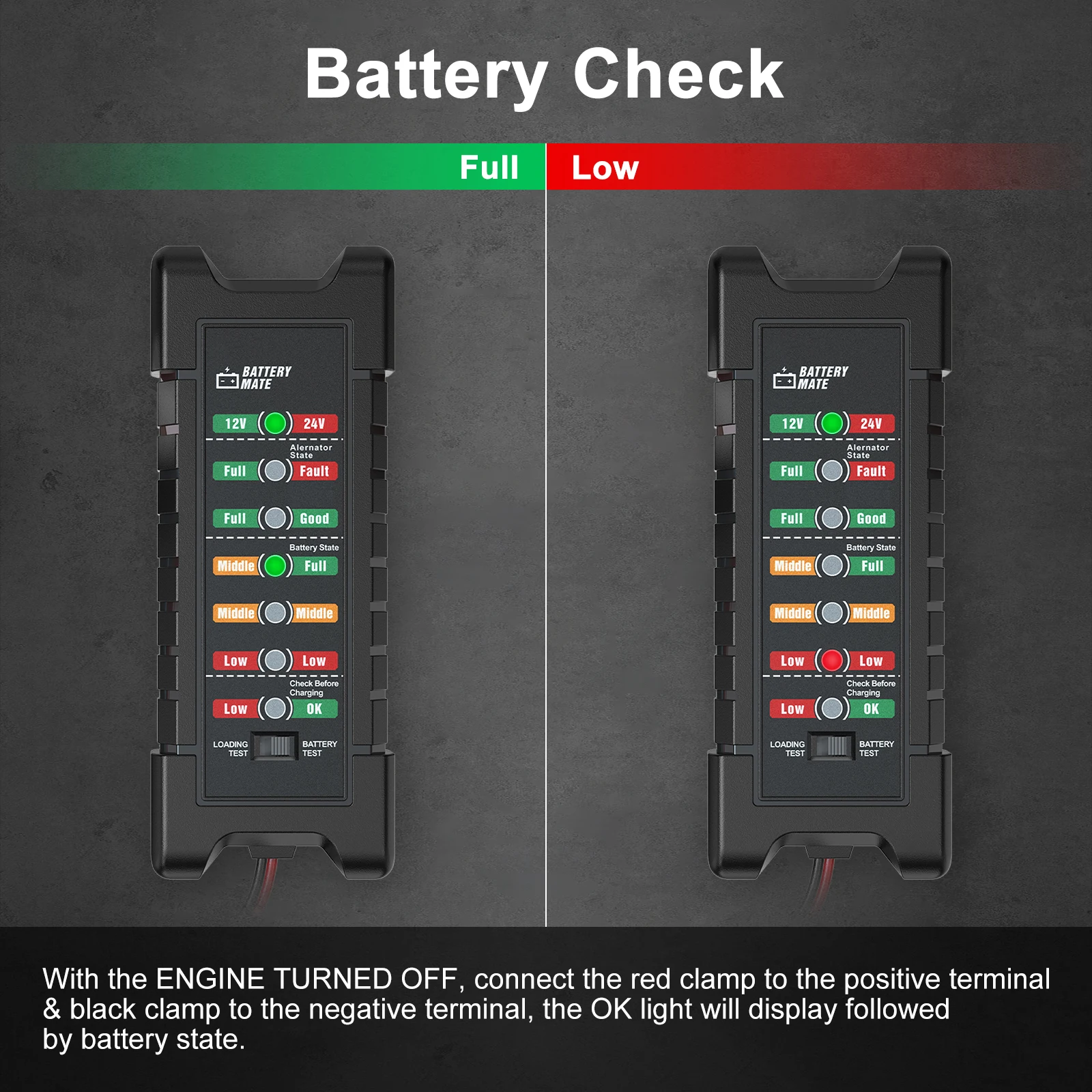 جهاز اختبار بطارية السيارة 12 فولت 24 فولت مع 7 أضواء LED عرض BM410 حماية المولد تحقق كاشف جهد لسيارة شاحنة دراجة نارية #5