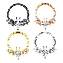 Bat Nose Piercing Ring Septum Piercing Ring Titanium Steel Nariz Piercing Ear Cartilage Tragus Goth Piercing Zircon Body Jewelry