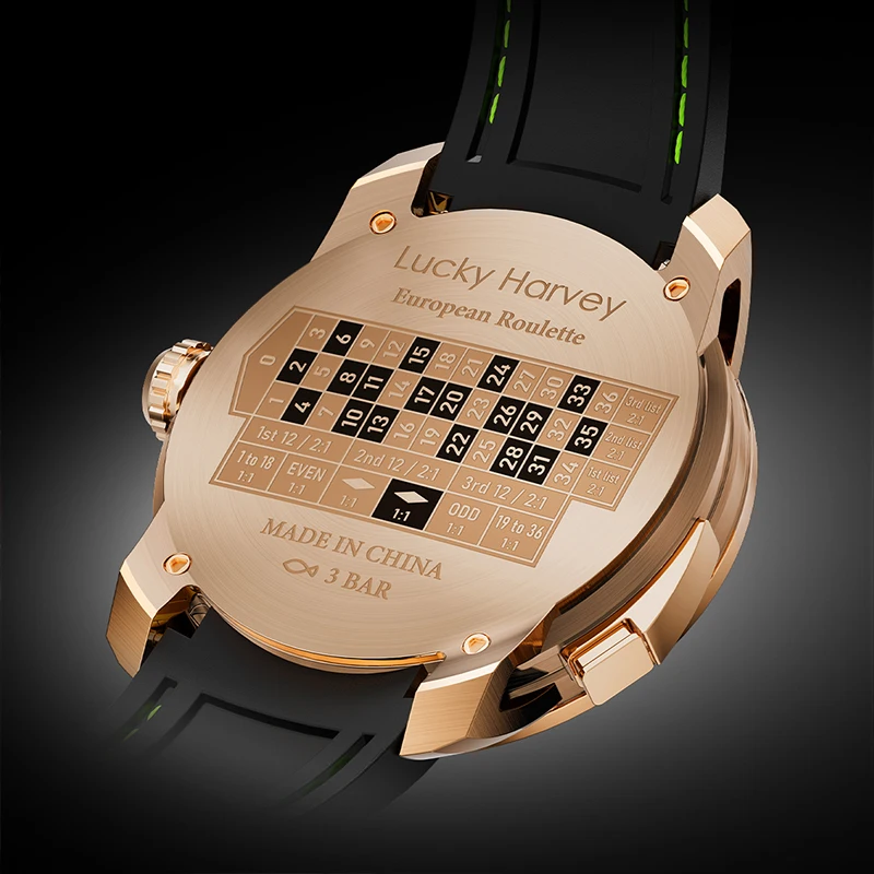 Lucky Harvey European Roulette Game Dial Mechanical Watches Automatic Movement Sapphire Funny Dial Design Party Watches for Men