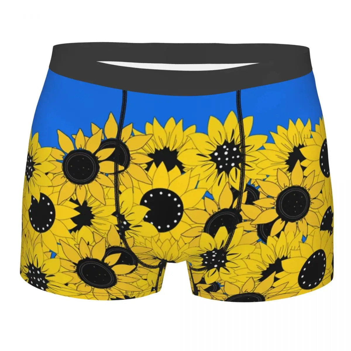 

Мужские боксеры с синим принтом подсолнухов, мужское дышащее нижнее белье с 3D-принтом, трусы с флагом Украины, трусики