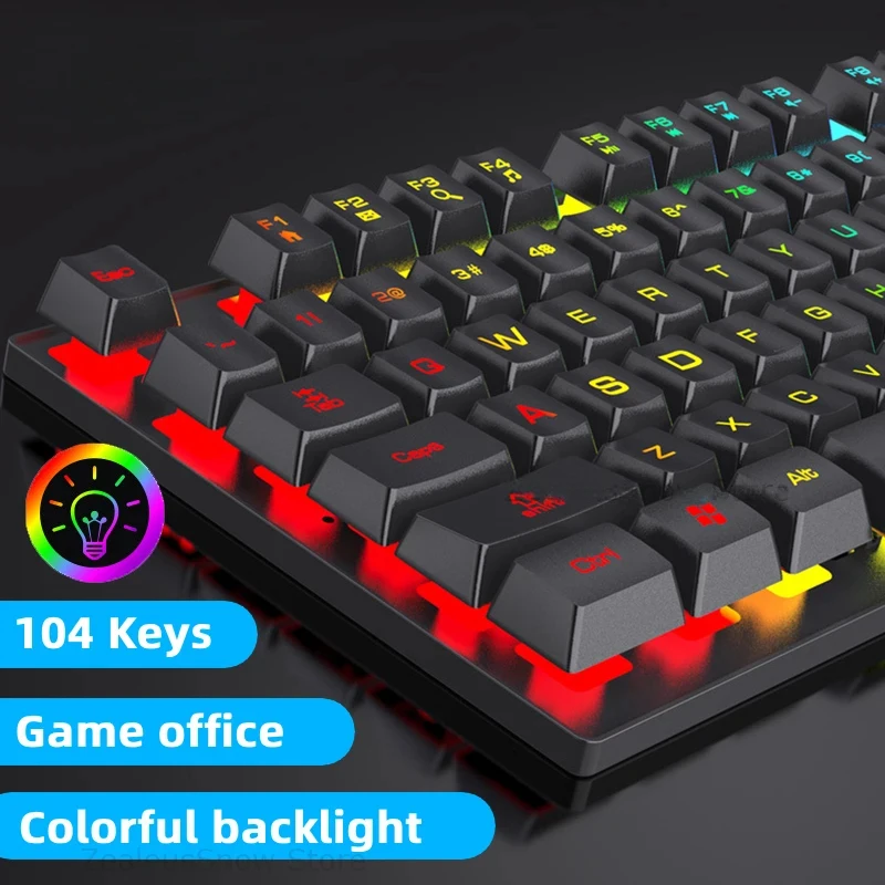 RGB Wired Mechanical Keyboard 104 Keys of Backlit Key Caps Gaming and Office Keyboard For Microsoft Windows and Apple IOS System