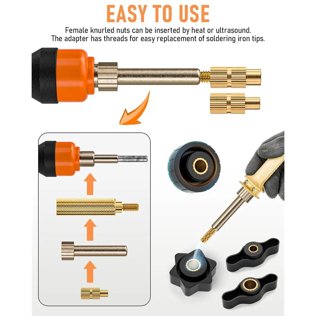 Heat Set Insert Soldering Iron Tip Head M2 M2.5 M3 M4 M5 M6 Hot Melt Insets Nut Brass Embedded Thread Insertion Kit For Plastic