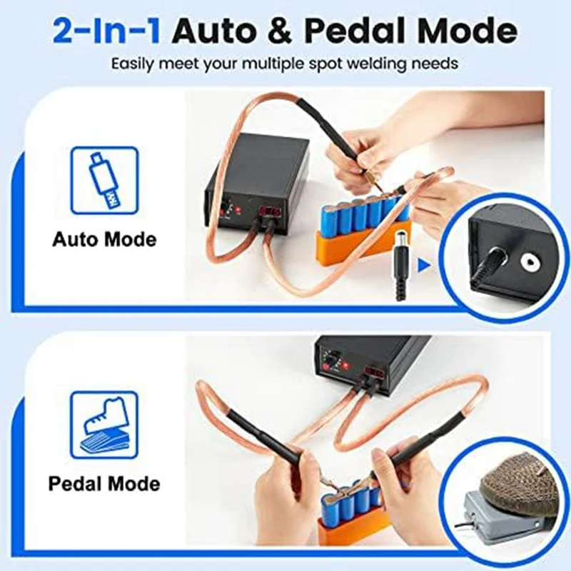 5000W Spot Welder 2In1 Automatic Foot Pedal Two Modes Spot Welder 9Gears Adjustable Fit For Making DIY Battery Packs US Plug