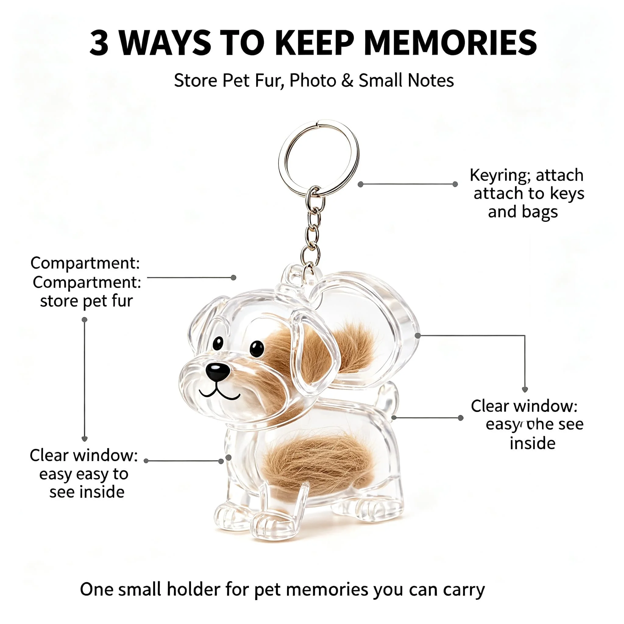 dog-cat-loss-remembrance-keychain-clear-acrylic-pet-fur-hair-keepsake-container-llavero-para-mascota-portable-pet-memorial-bag