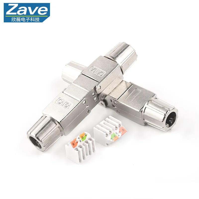 Conector de cabo Ethernet Cat6a/Cat7 - Adaptador blindado, sem ferramentas e direto para extensão de rede