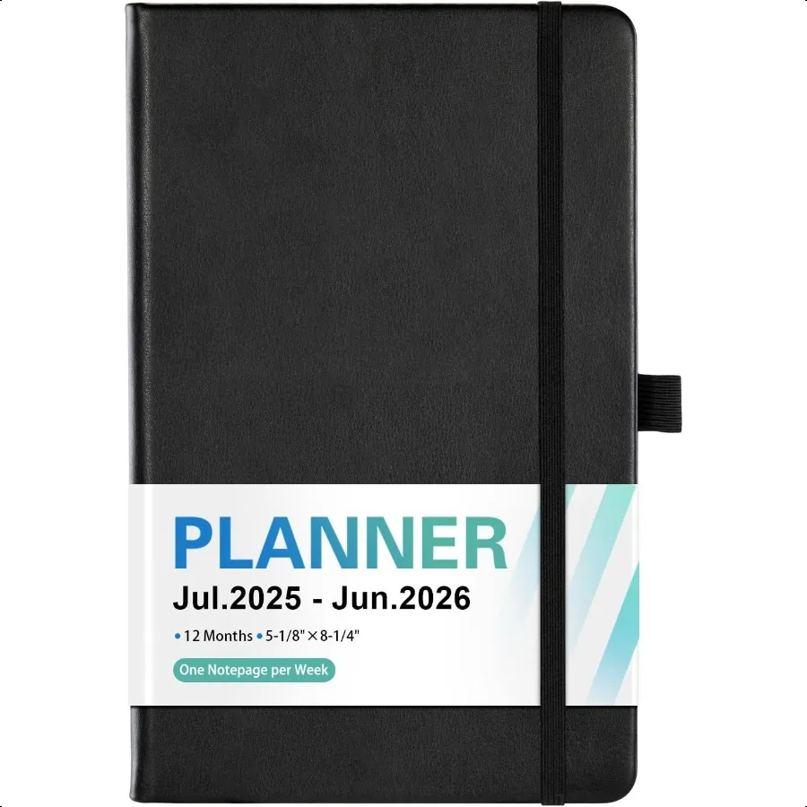 

20252026 Jul. 2025 Jun. 2026 Weekly and Monthly 20252026 5.18"x 8.25" Faux Leather Cover Pen Loop Elastic Band Inner Pocket B