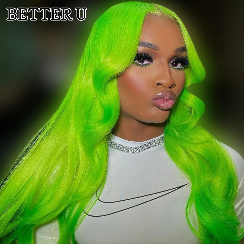 

Green body wave 13*4 wig transparent Brazilian hair splicing full lace forehead wig human hair 13*6 transparent lace