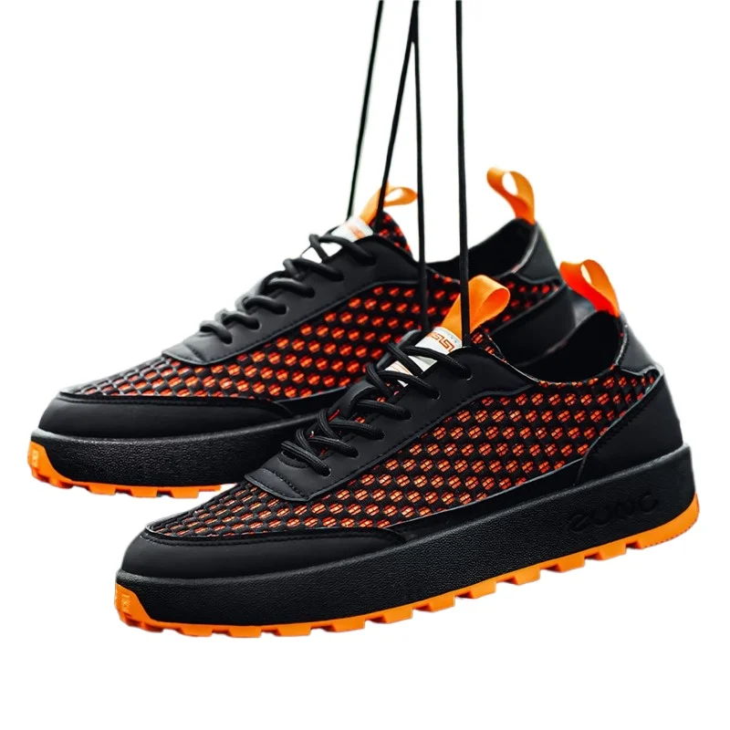 

Men's Orange White Checkered Canvas Sneakers Colorblock Lace Up Non-Slip Soft Thick Sole Casual Daily Walking Footwear