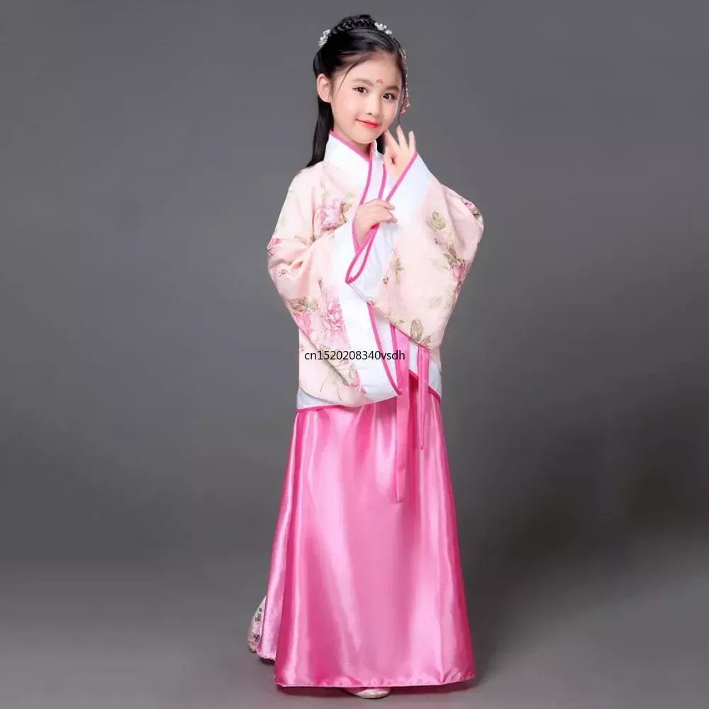 Ancient Kids Traditional Dresses Chinese Outfit Girls Costume Folk Dance Performance Hanfu Dress for Children