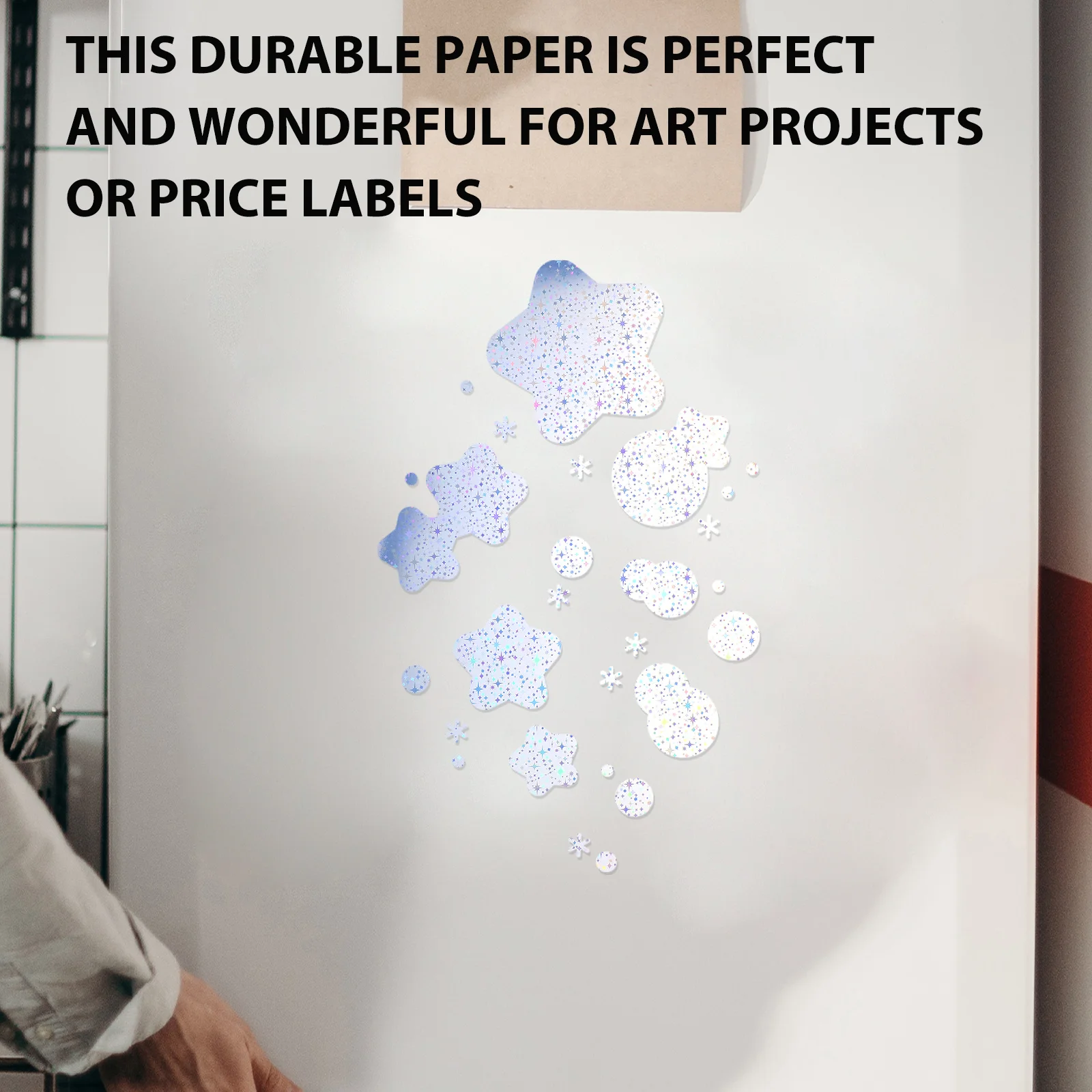 

20 Sheets Glitter Printable Sticker Paper Glossy Shiny Label Decal Sheet for Printer Office Craft Art Projects