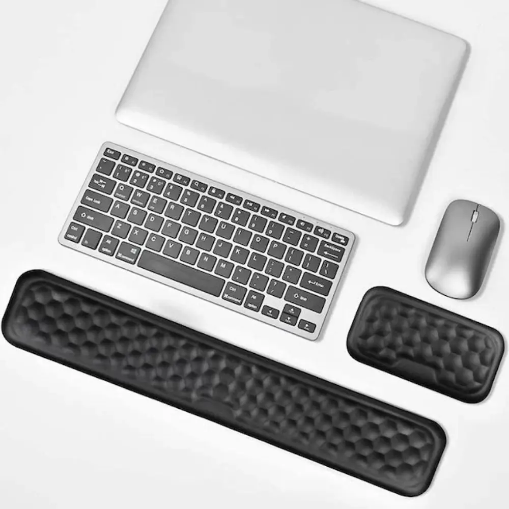 2Pcs/Set Slow Rebound Mouse Wrist Support Pad Wrist Rest Creative Wristband Mouse Mat Waterproof PU Non-Slip Base
