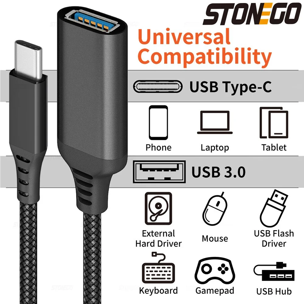 STONEGO USB C to USB A Dapter OTG Cable Type C Male to USB 3.0 2.0 Female Cable for MacBook Pro Samsung Type C Adapter