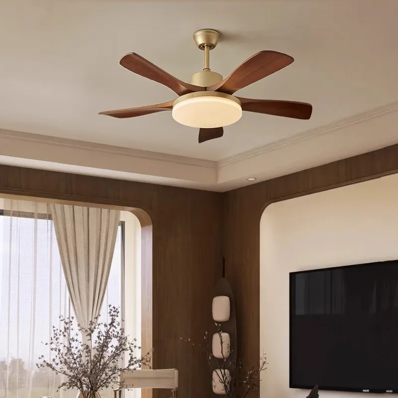 Walnut Color Wooden, Simple Vintage Modern Wabi-sabi style, Ceiling Fan light for Bedroom, Living, Dining Room, Study,  Kitchen