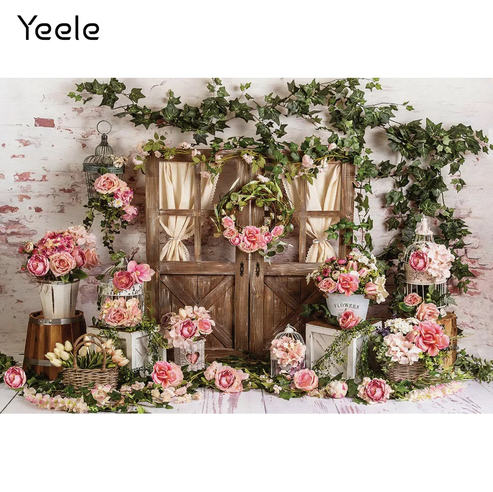 Yeele الربيع عيد الفصح التصوير الفوتوغرافي باب الخشب الأخضر يترك التصوير خلفية التصوير الديكور خلفيات للصور استوديو