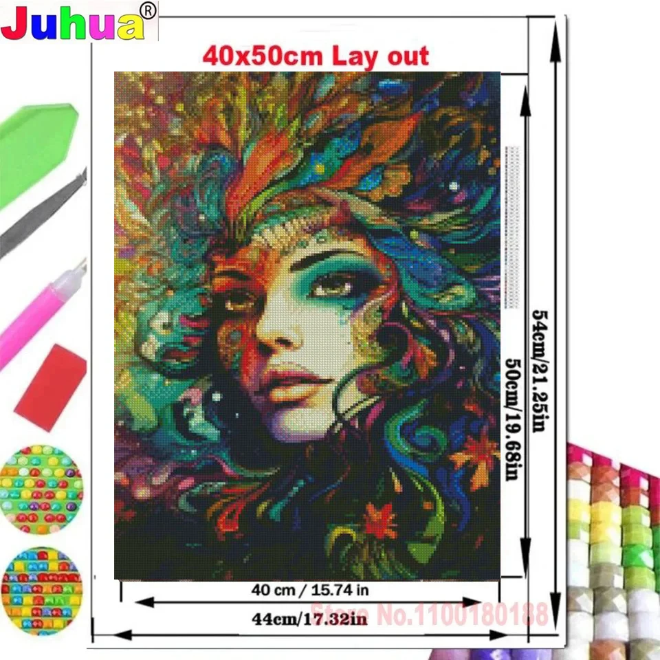 Psychedelic Colorful Art Face Woman 5d DIY Full Diamond Painting Abstract Woman New Diamond Mosaic Embroidery For Home Decor