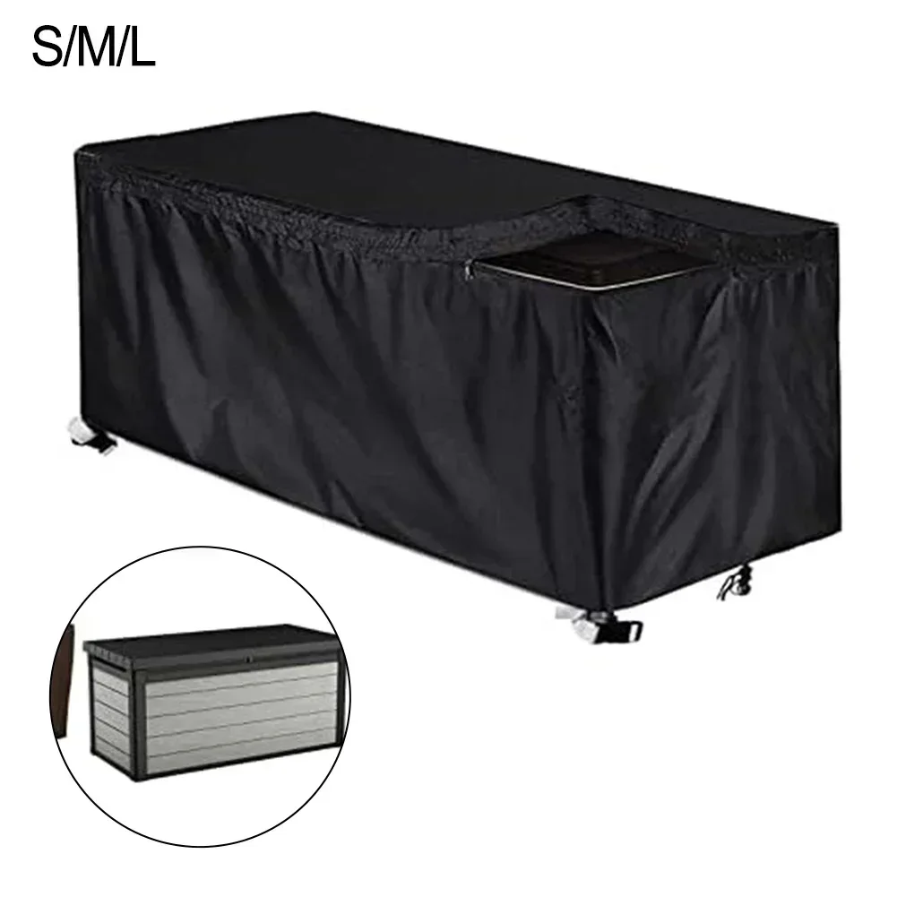 Waterproof Protective Cover Outdoor Deck Box Covers Furniture Protective Covers Garden Storage Box Covers Rectangle Black