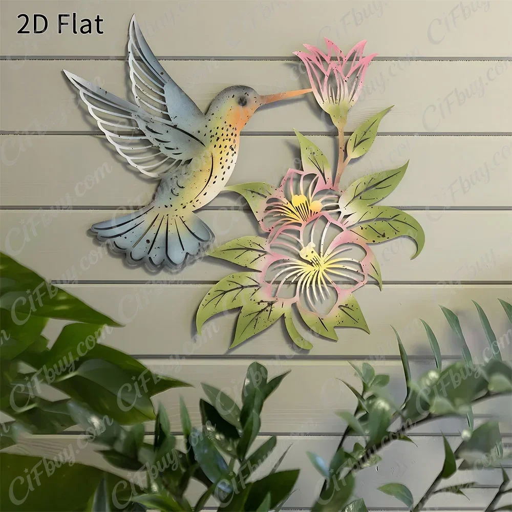 CIFBUY Hummingbird Metal Wall Art Rust Proof Waterproof Indoor Outdoor Garden Living Room Home Decoration