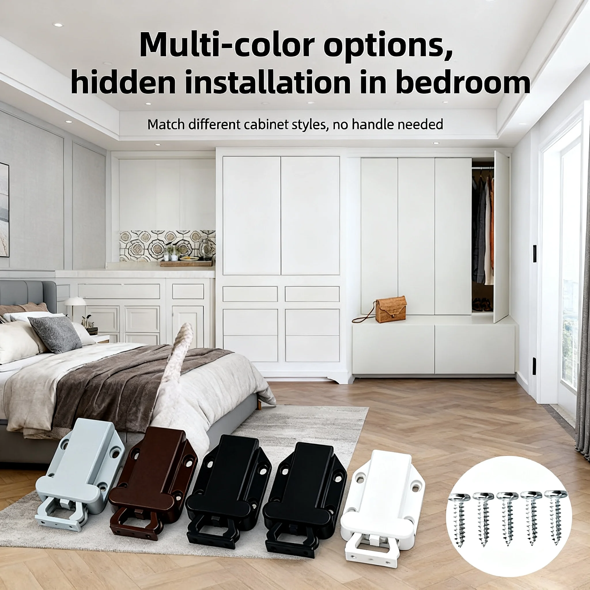 Push To Open Cabinet Catch, Non-Magnetic Touch Latches, Door Stop Rebound Self-Locking Device for Cupboard Drawer Wardrobe