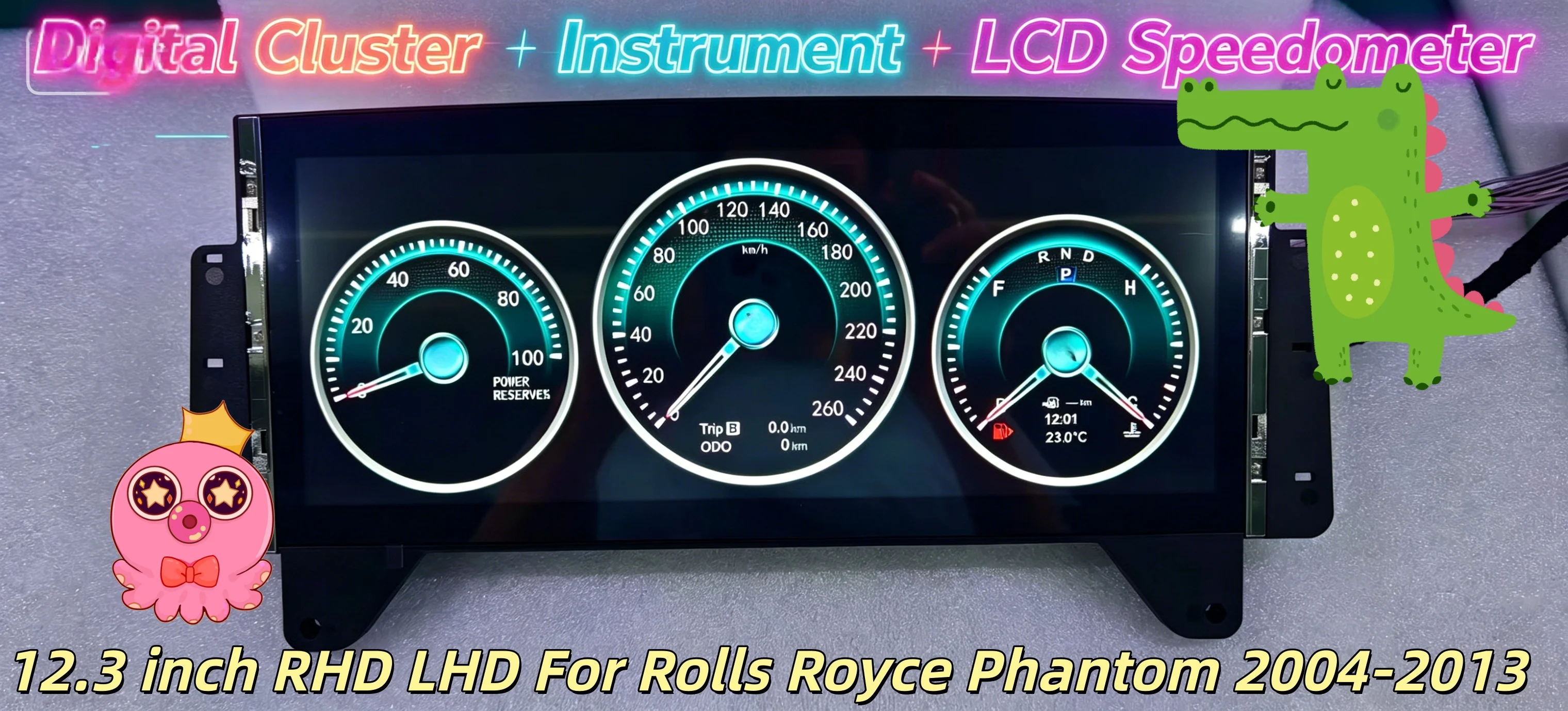 H Digital Instrument Panel Virtual Cockpit For Rolls Royce Phantom 2004-2013 Digitaal Dashboard High Resolution LCD Gauge