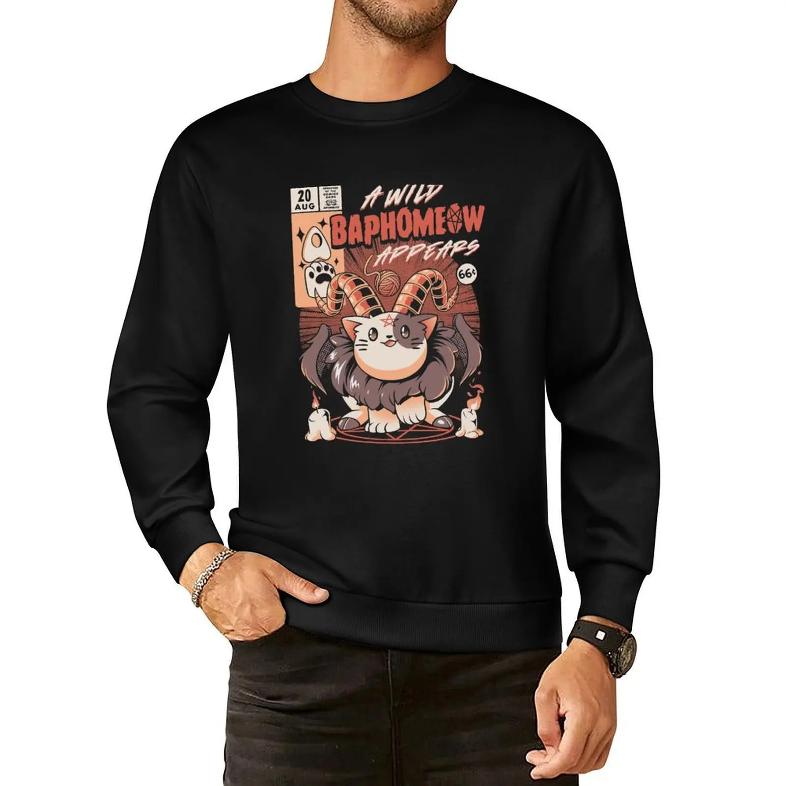 

Baphomeow Pullover Hoodie blouse men clothes winter man sweatshirt