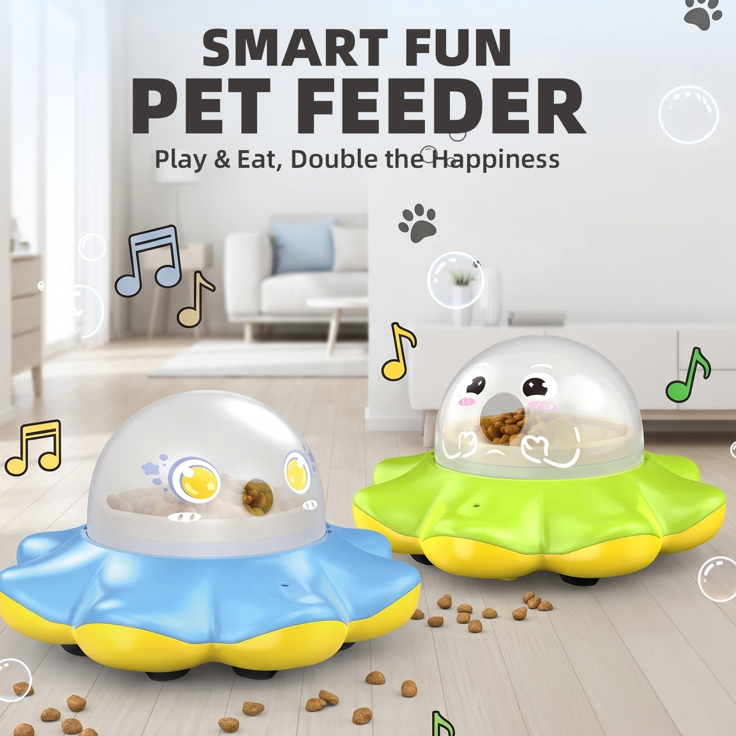 Remote control cat feeding transmitter, RC interactive puzzle toy with LED lights, cat and dog feeder