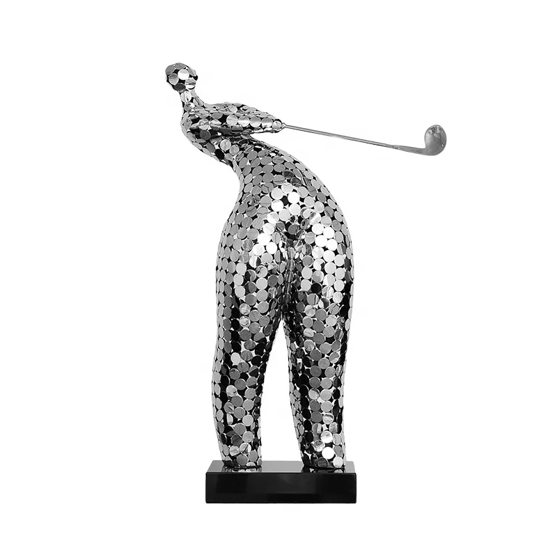 Wholesale Custom Large Golfing Female Figure Stainless Steel Sculpture For Hotel