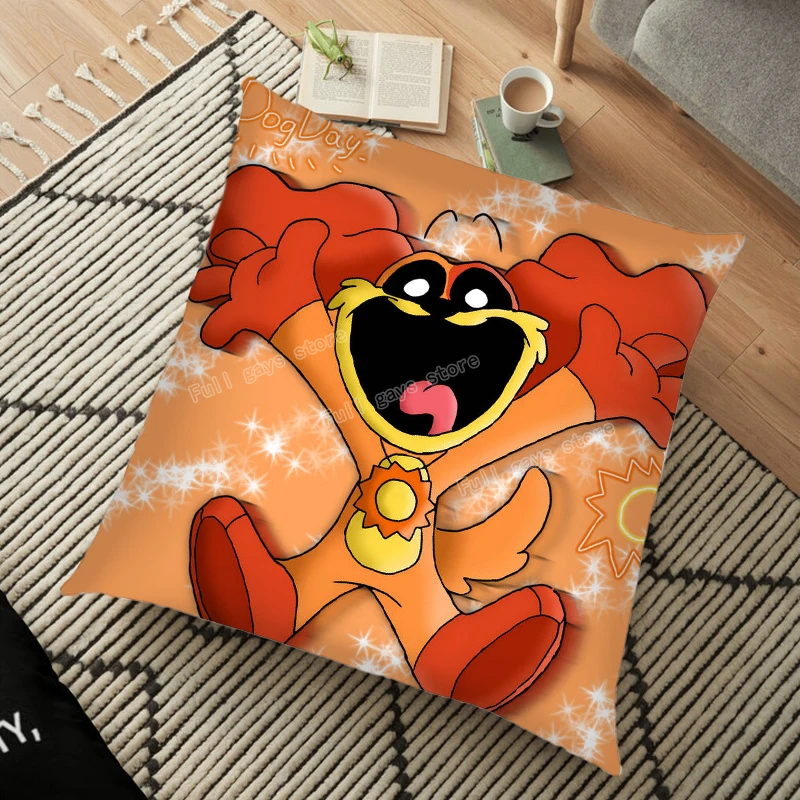 Smiling Critters Cushion Cover Pillow Case 45x45cm Catnap Dogday Pillowcase Game Pillowslip Room Car Decoration Home Decor Gift