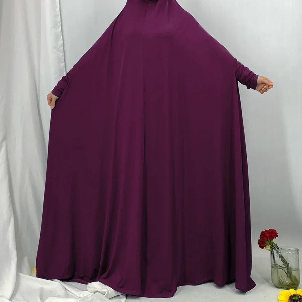 Muslim Abaya Hooded Smocking Sleeve One Piece Prayer Dress Women Jalabiya Islam Clothing Dubai Robe Turkey Kaftan Eid Djellaba