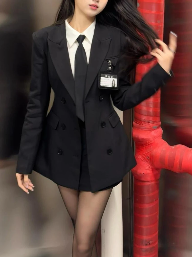 الكورية نمط أنيق المرأة 3 قطعة مجموعة سليم السترة معطف تصميم بلوزة تنورة صغيرة Y2k Harajuku ريترو موضة جديدة وتتسابق 2025