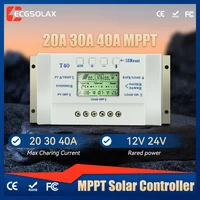 ECGSOLAX-controlador de carga Solar MPPT, regulador PV con pantalla LCD automática, Control de temporizador Dual para sistema de iluminación Solar, 40A, 20a, 12V, 24V,regulador carga solar 12v,controlador carga solar