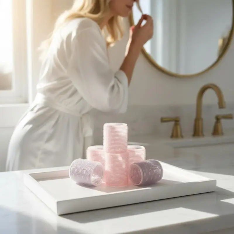 

8Pcs Self Grip Bangs Roller Set Aluminium Core Hair Curlers for Salon Home Styling Easy Volume and Curl Creation