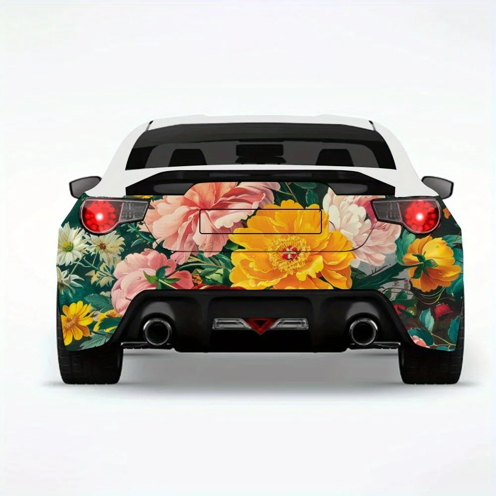 

Colorful_Flower_Bouquet автомобильная наклейка-виниловая наклейка на заднюю часть автомобиля, водонепроницаемые самоклеящиеся виниловые наклейки для хвоста и бампера автомобиля,