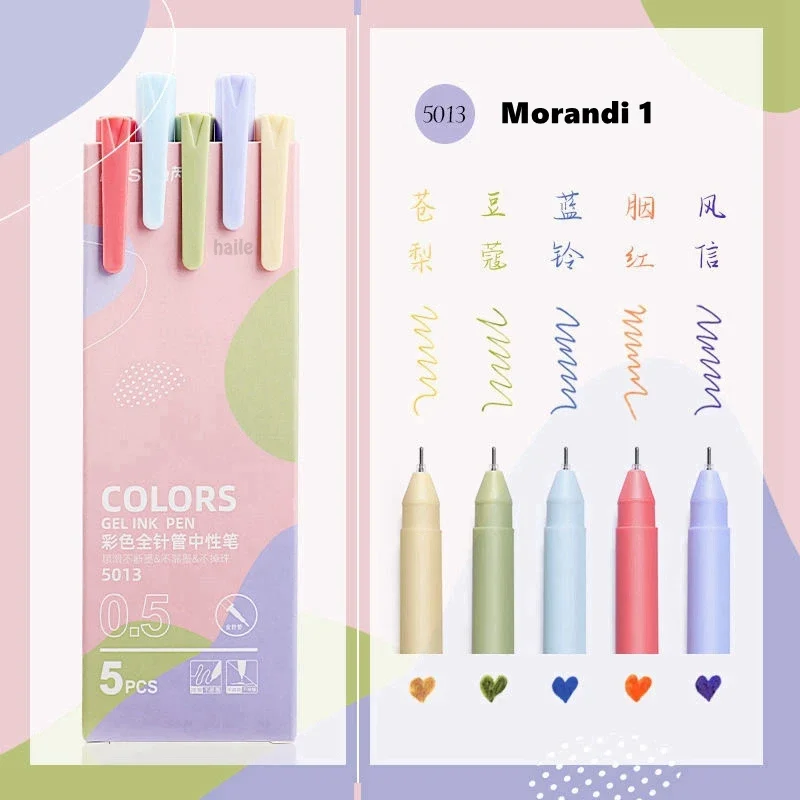 5-30Pcs Cute Morandi Color Gel Pens Set Vintage Pen 0.5mm Fine Ink,for Writing Hand Account,Drawing Notes Markers Stationery view 6