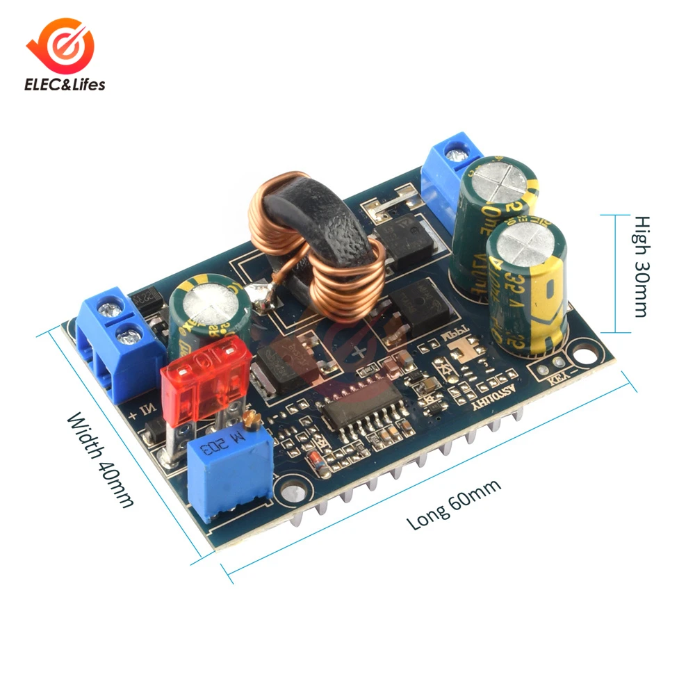 가변 전원 공급 모듈 자동 벅 부스트 LED 드라이버, 최대 5A 스텝 다운 벅 컨버터, 5-32V ~ 1.2-20V, 60W DC-DC