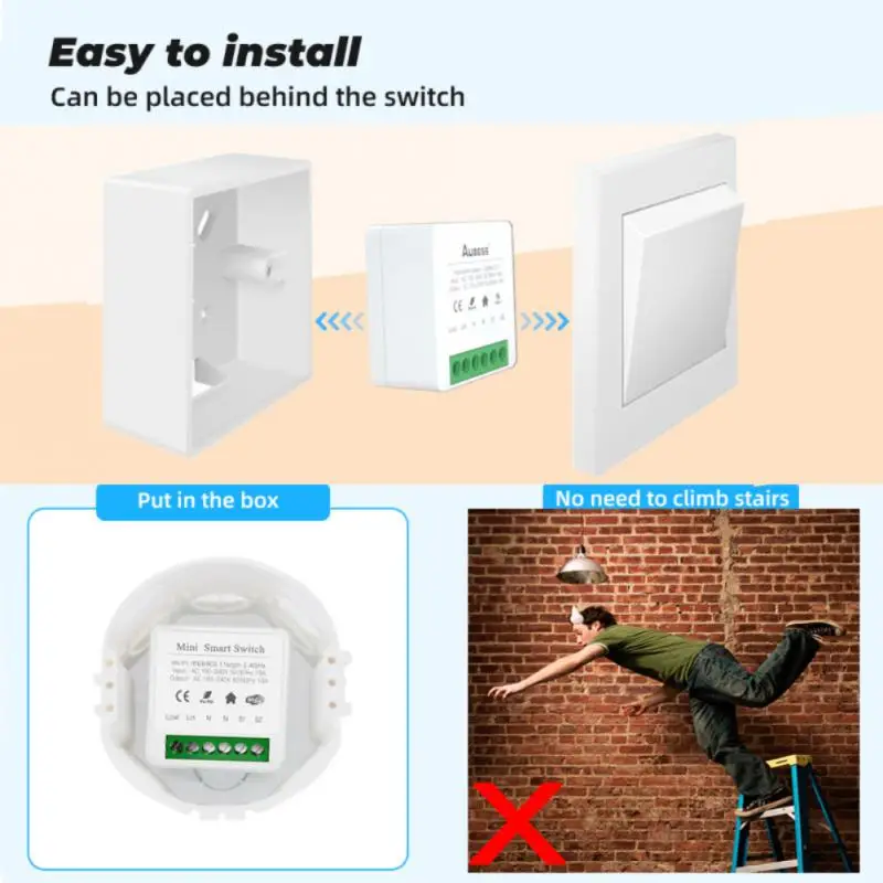 Breaker Switch Modul 10a Fernbedienung Smart Switch Mini Wifi Wireless Switches Tuya kompatibel mit Alexa Home