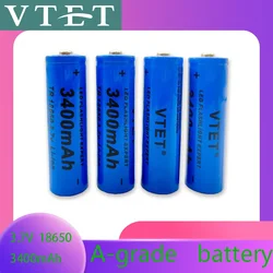 2024 New 18650 3.7V 3400mAh Rechargeable Battery for Flashlight Torch Headlamp Li-ion Rechargeable Battery Drop DIY FAN