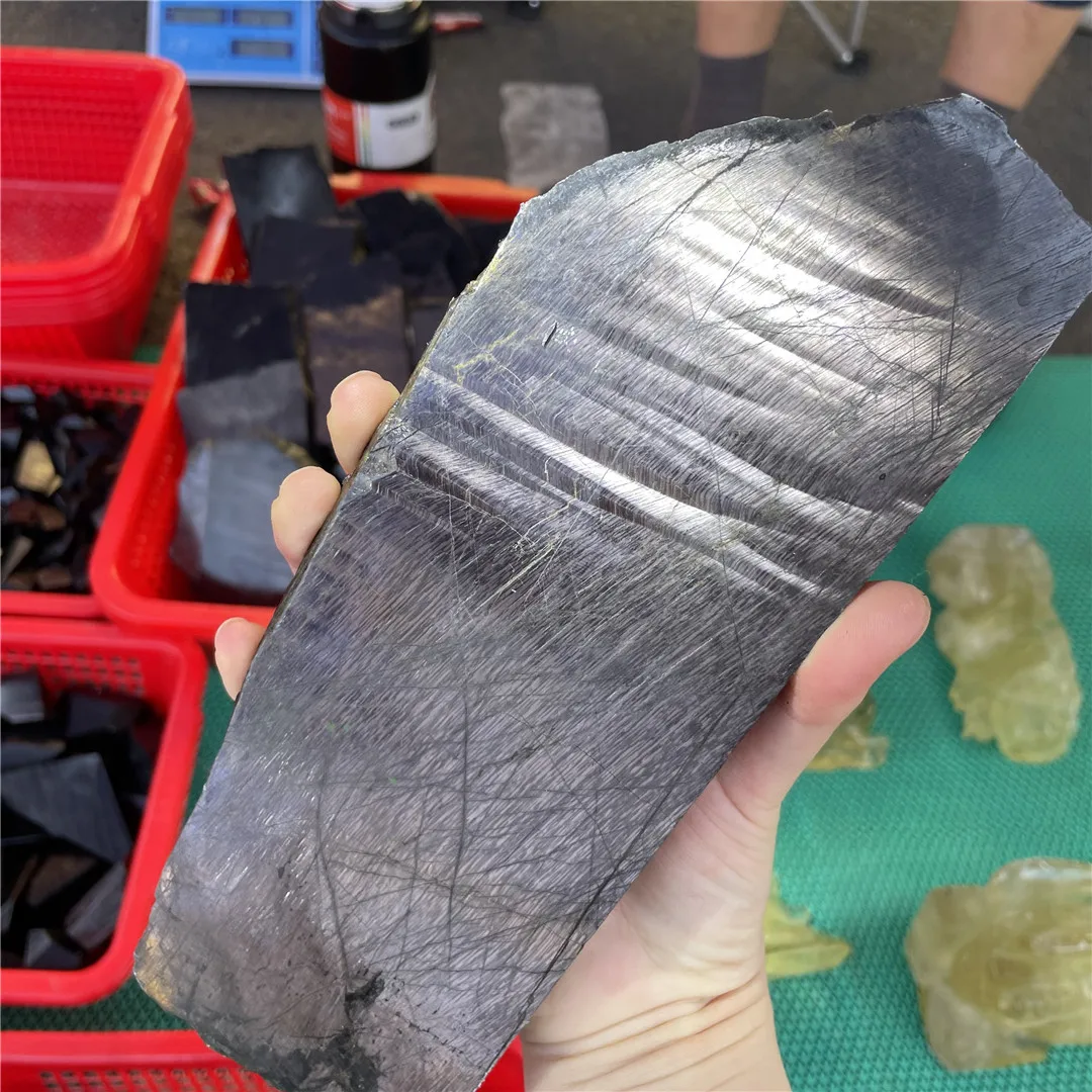 500g Beautiful Rocks Natural Hypersthene Crystals Mineral Specimens Raw Cutting Slices Golden Shinning Decoration Show Pieces