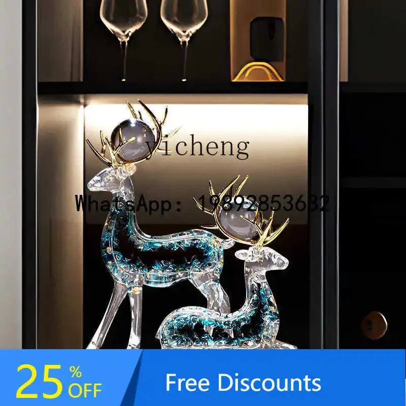 

X2 Lucky Deer Орнамент Креативный домашний кристалл Высококачественное украшение для входа в гостиную и офисе