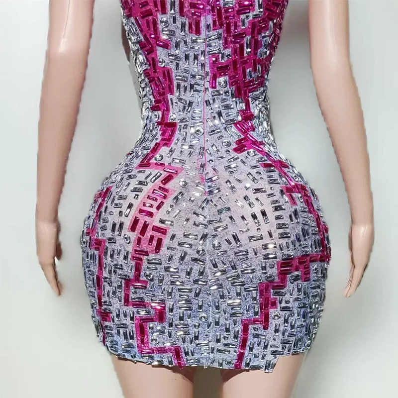 Neue Voller Strass Party Kleid Frauen Feiern Abendkleider Nachtclub Bar Festival Outfit Bühne Leistung Tragen XS10127